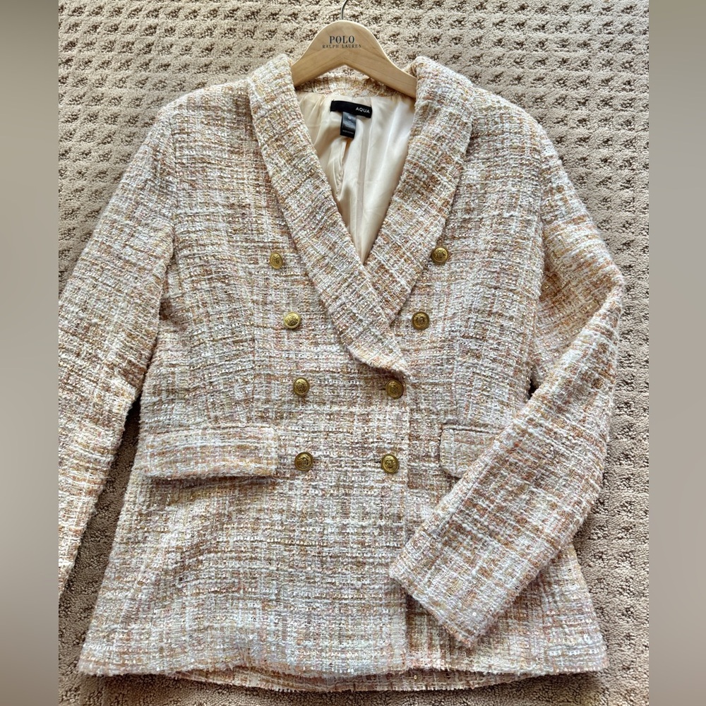 Aqua Women's Cream Tweed Blazer